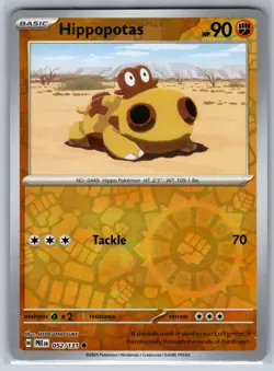 NM Hippopotas 052/131 Reverse Holo Prismatic Evolutions Pokemon 2025 - Image 1