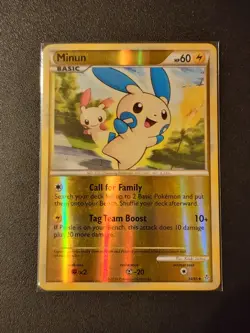 Minun 34/95 HGSS Unleashed Reverse Holo Uncommon Pokemon Card LP Excellent - Image 1