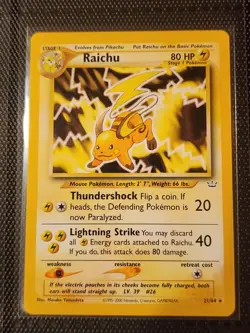 Raichu - 21/64 - Pokemon Neo Revelation Unlimited Rare Card WOTC NM - Image 1