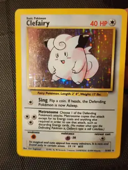 1999 Pokemon Unlimited Clefairy Rare Holo #5/102 LP Excellent Card - Image 3