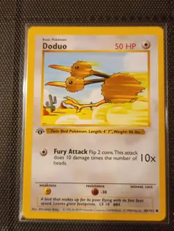 DODUO Pokemon Card - WOTC - 1st Edition - Base Set - Shadowless - 48/102 - NM/Ex - Image 1