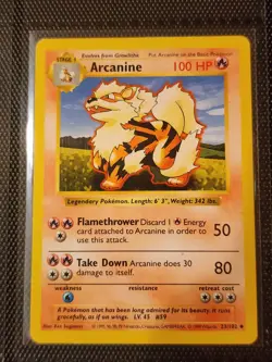 Arcanine 23/102 Shadowless Pokemon Base Set LP Excellent Card - Image 1