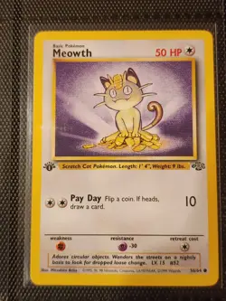 Meowth 56/64 - Jungle 1st Edition Common Pokemon TCG NM Pokemon Card - Image 1