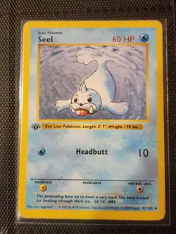 Pokemon TCG Seel 1st Edition Shadowless Base Set Card - Image 1