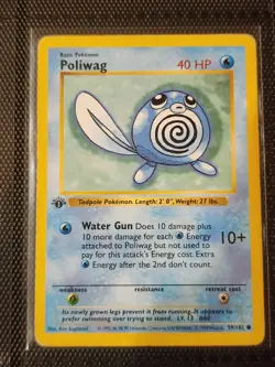 Pokemon TCG Poliwag 059/102 Base Set (Shadowless) 1st Edition Card - Image 1