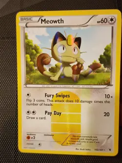 Meowth #102/101 Noble Victories Pokemon Card Secret Rare NM - Image 3