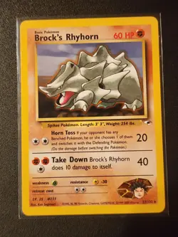 Pokemon Card - Brock's Rhyhorn Gym Heroes 22/132 Rare Non Holo NM - Image 1