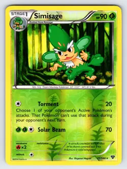 Simisage 11/146 2014 XY Base Set Pokemon Card Nintendo Reverse Holo Rare Nm/Vlp - Image 1