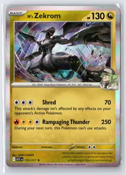 N's Zekrom 155/217 Rare Ascended Heroes Pokemon Holo Near Mint - Image 1