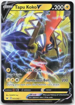 Tapu Koko V 072/202 Holo V Rare Sword & Shield Pokemon Near Mint - Image 1