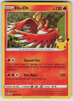 Ho-Oh Holo Rare Celebrations 001/025 Pokemon - Image 1