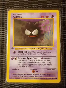 50/102 Gastly 1st Edition Pokemon Base Set Shadowless NM - Image 1