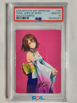 Yuna, Hope of Spira Art Card 48/53 (Gold-Stamped Signature) FINAL FANTASY PSA 10 - Image 1