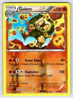 Golem 47/106 2014 XY Flashfire Set Pokemon Card TCG Reverse Holo Rare - Nm - Image 1