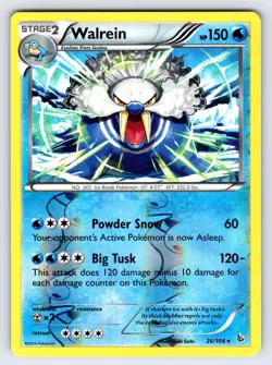 Walrein 26/106 2014 XY Flashfire Set Pokemon Card Saitou Reverse Holo Rare - Nm - Image 1