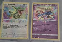 Vivid Voltage Rayquaza 138/185 Amazing Rare& Zacian 2020 Pokemon Card - LP - Image 1