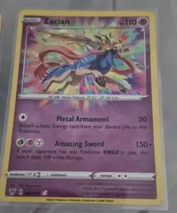 Vivid Voltage Rayquaza 138/185 Amazing Rare& Zacian 2020 Pokemon Card - LP - Image 2