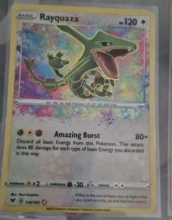 Vivid Voltage Rayquaza 138/185 Amazing Rare& Zacian 2020 Pokemon Card - LP - Image 3