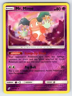 Mr. Mime 66/181 2019 S&M Team Up Pokemon Card Nintendo Reverse Holo Rare - VLP - Image 1