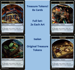 MTG Treasure Tokens 8x Cards (2 each art) Commander Ixalan -Magic Cards Set Deck - Image 1