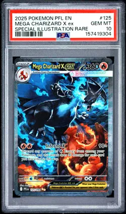 2025 POKEMON PFL EN-PHANTASMAL FLAMES #125 MEGA CHARIZARD X EX PSA 10 - Image 1