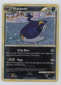 Sharpedo Reverse Foil Pokemon HeartGold & SoulSilver Triumphant #30 2010 - Image 1