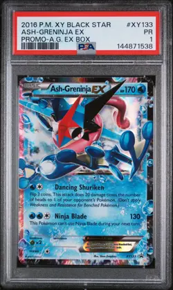 2016 POKEMON XY BLACK STAR PROMO ASH-GRENINJA EX BOX ASH-GRENINJA EX PSA 1 - Image 1