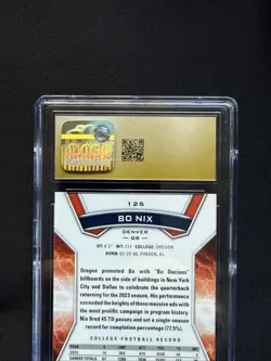 2024 Topps Resurgence - Rookies Bo Nix #125 Sky Blue & Pink Shock Refractor (RC) - Image 5