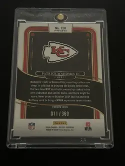 2024 Panini Select Premier Level Patrick Mahomes II #120 Purple Shock Prizm /360 - Image 2