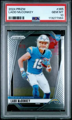 Ladd McConkey 2024 Panini Prizm #365 RC PSA 10 Los Angeles Chargers - Image 1