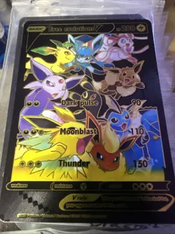 Eevee V Pokemon Black 🕺 Foil Fan Art Card - NM - Image 1