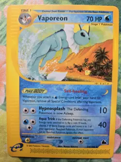 Vaporeon - SK: Skyridge (33/144) WotC e-Reader Rare Pokemon Card LP - Image 1