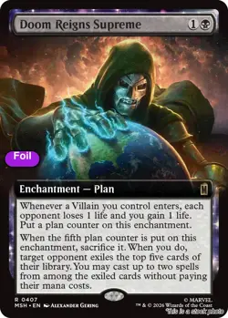 MTG Foil Doom Reigns Supreme (Extended Art) Card #407 Marvel Super Heroes NM ... - Image 1