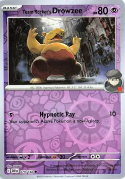 Team Rocket's Drowzee 079/182 REVERSE HOLO Destined Rivals NM - Image 1