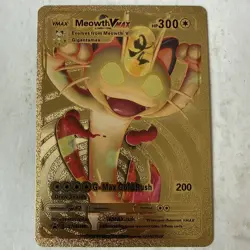 Pokemon Meowth VMAX Gold Metal Full Art Foil Cat Card 300 HP SWSH005 - Image 1