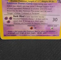 Wizards of the Coast Pokemon TCG Gengar 20/62 Fossil Rare Unlimited EN 1999 - Image 3