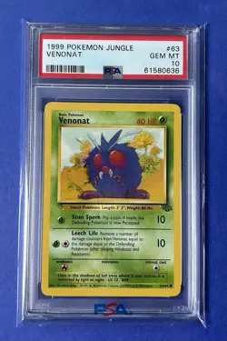 1999 Pokemon Jungle Venonat #63 PSA 10 GEM MT - Image 1
