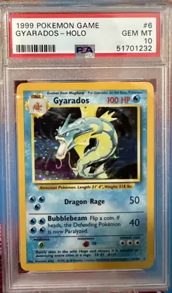 Pokemon 1999 Base Set Unlimited Gyarados Holo PSA 10 GEM MT - Image 1