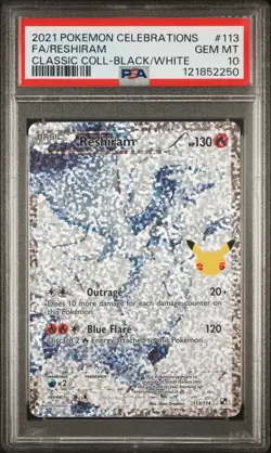 2021 POKEMON CELEBRATIONS CLASSIC COLL #113 FULL ART/RESHIRAM PSA 10 GEM MT USA - Image 1