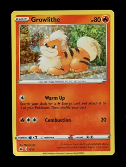 Pokemon TCG McDonald's 2022 Promo Growlithe Holo 4/15 HP - Image 1