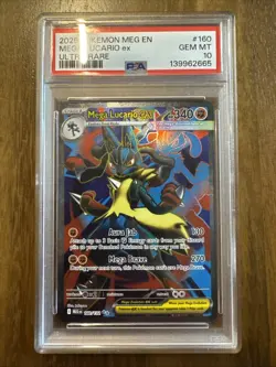 2025 POKEMON MEG EN-MEGA EVOLUTION ULTRA RARE #160 MEGA LUCARIO EX PSA 10 - Image 1