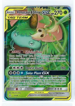 Pokemon Venusaur & Snivy GX 1/236 Tag Team SM Cosmic Eclipse 2019 - Image 1