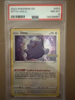 Pokemon TCG Ditto 053/078 Pokemon GO Holo Rare English 2022 PSA 8 Graded - Image 1