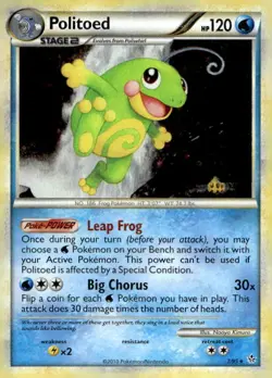 Politoed 7/95 Holo Rare HGSS Unleashed Pokemon Lightly Played - Image 1