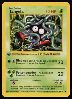 Tangela 66/102 1st Edition Common Base Set Shadowless Pokemon English LP - Image 1