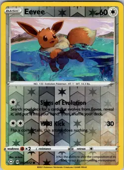 Eevee 052/072 Shining Fates Pokemon NM Reverse Holo - Image 1