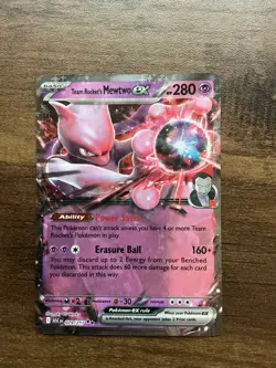 Team Rocket's Mewtwo ex 081/182 Double Rare Destined Rivals Pokemon Holo LP - Image 1