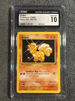 1999 POKEMON GAME BASE SET 68/102 VULPIX CGC 10 GEM MINT - Image 1