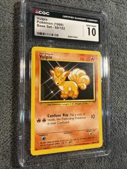 1999 POKEMON GAME BASE SET 68/102 VULPIX CGC 10 GEM MINT - Image 2