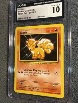 1999 POKEMON GAME BASE SET 68/102 VULPIX CGC 10 GEM MINT - Image 3